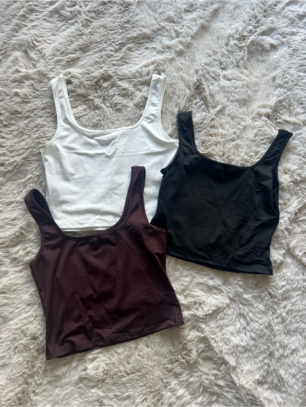 Women's Scoop Neck Tank Top - White, Black & Dark Brown (3-Pack)